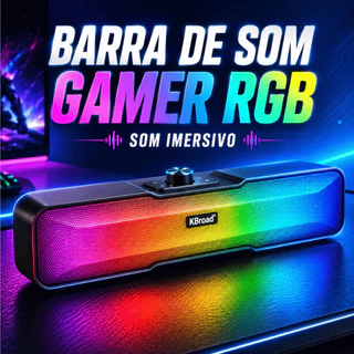 Caixa de Som Bluetooth 5.0 12W para PC Notebook e TV com RGB e Bateria 1800mAh