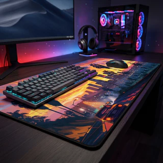 Mousepad Gamer Extended Grande 90x40cm Premium 2mm Speed Impressão HD Bordas Costuradas Base Antiderrapante Pronta Entre