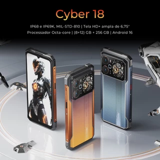 HOTWAV Cyber 18 à prova d'água,20/256GB 120Hz 6200mAh, celular 4G para uso externo 2026, tela de 6,75", OTG/NFC/dual SIM