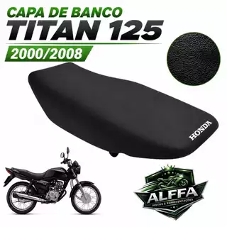CAPA DE BANCO TITAN 125 2000/2002/2004/2008 PRETA COM LOGO. MODELO ORIGINAL