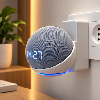 Suporte Alexa Echo Dot 4ª e 5ª Geração de Tomada | Organizador de Parede