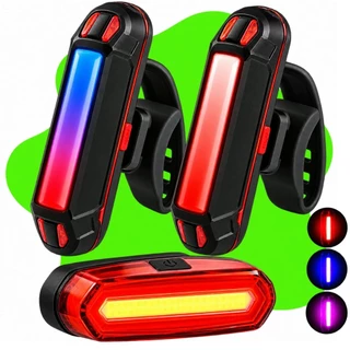 Lanterna Sinalizador Traseira Bike Led Recarregável Usb Pisca Azul e Vermelho