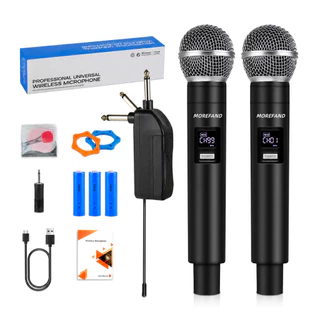 MOREFAND Microfone Sem Fio 2.4GHZ UHF Portátil Recarregável Para Karaokê Festa De Casamento Igrejas Musicas Eventos