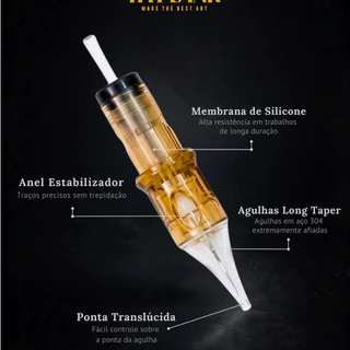 Cartuchos Hype Ink Fine Line/RL/RS/RM/MG para Tatuagem Profissional – Kit com 10 Unidades