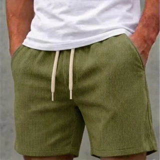 Shorts Masculino Veludo Cotelê Premium Bermudas Casuais Verão Com Cordão Ajustável