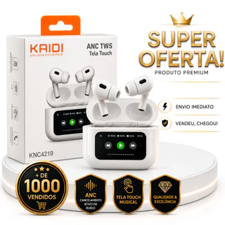 Fone Sem Fio Bluetooth Original Kaidi KD-4219 TWS Bluetooth 5.3 com Cancelamento De Ruído Microfone e Estojo de Recarga