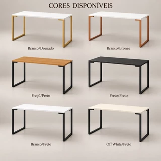 Escrivaninha Mesa de Computador Cosmo Industrial Home Office 90cm Pes Metal Dourado Compacta Resistente