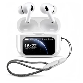 Fone de Ouvido Intra-Auricular TWS Bluetooth 5.4, ANC Cancelamento de Ruído, Tela LCD Multifuncional de Toque