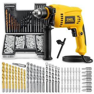 Furadeira de Impacto 13mm Mandril 1/2 com Kit 300 Peças Brocas para Concreto Madeira e Metal