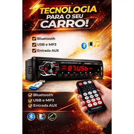 Auto Radio Automotivo Bluetooth 2usb Sd Mp3 Player Som Carro