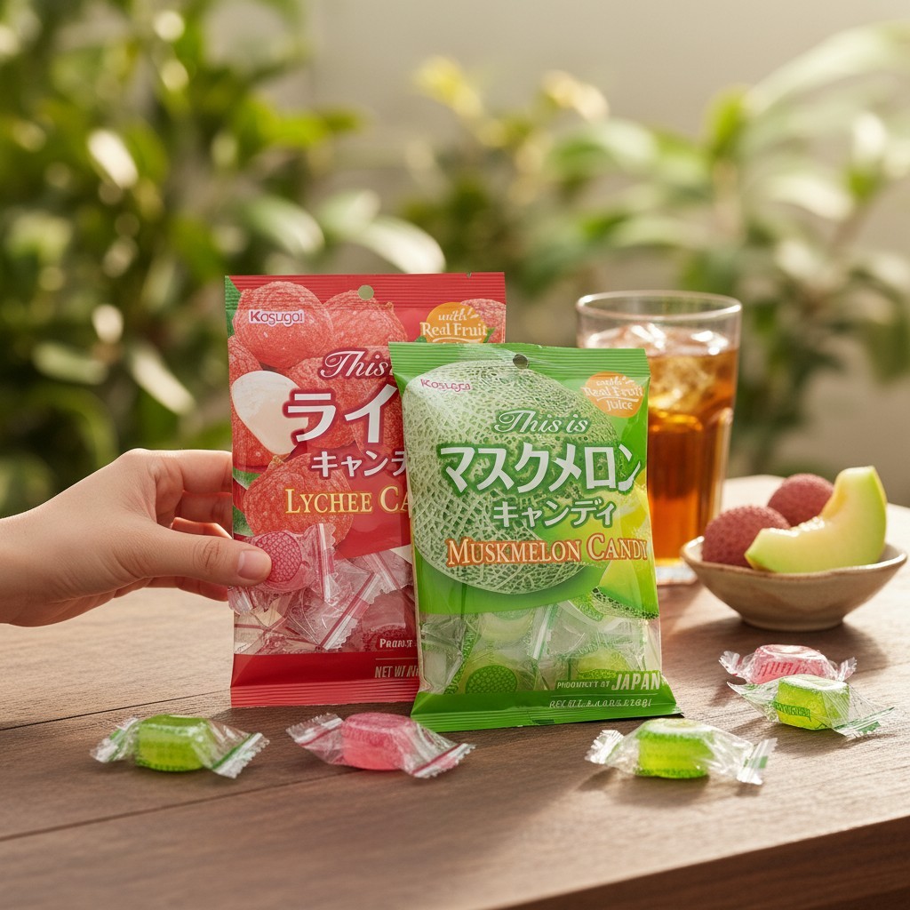 Bala Oriental Japonesa Lichia e Melão Japão Importada Kasugai 115g