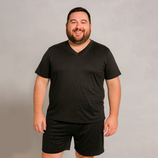 Pijama Liso Masculino Adulto Plus Size  Manga Curta Short Linha Noite Suede em Oferta na Shopee