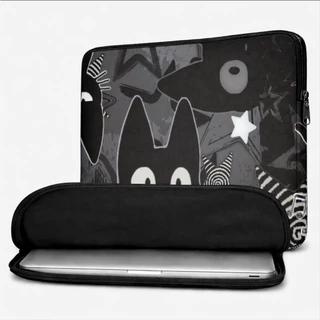 Capa Protetora Para Notebook Gatos Preta com Zíper