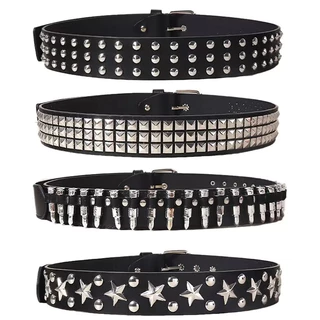 Cinto Unissex De Cintura Decorado Com Lantejoulas Prata Estilo Punk