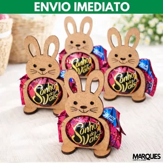 KIT 50 Porta Bombom de Coelho para Páscoa em MDF em Oferta na Shopee