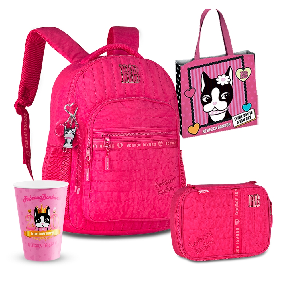 Kit Mochila Escolar Rebecca Bonbon Original Estojo Box RB
