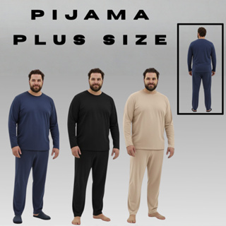 Pijama Masculino Plus Size de Inverno Malha – Manga Longa e Calça Comprida De Frio em Oferta na Shopee