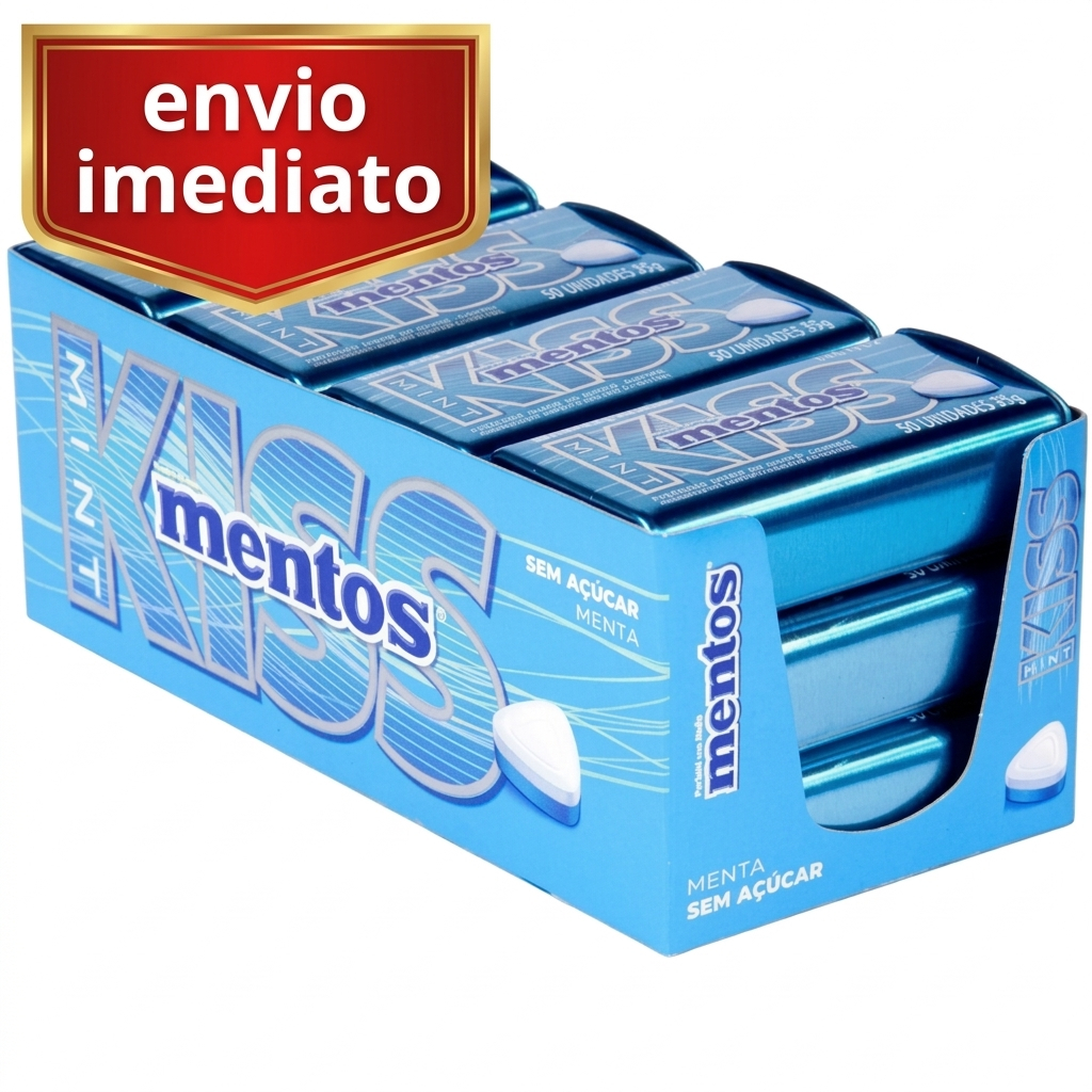 Bala Pastilha Caixa Mentos Kiss Sabor Menta Fechada 12 Unidades - Sem ...