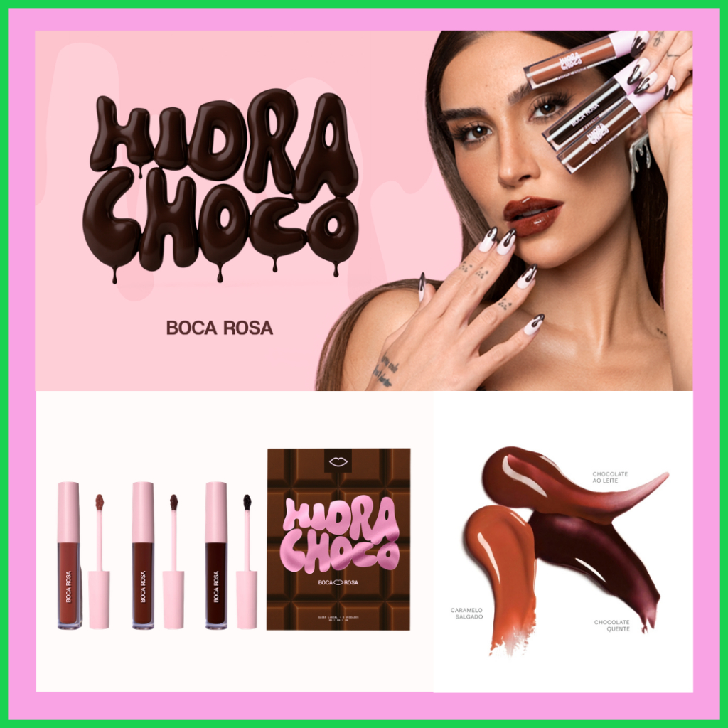 Kit Gloss Boca Rosa Trio Hidra Choco - 3 Cores LANÇAMENTO | Shopee