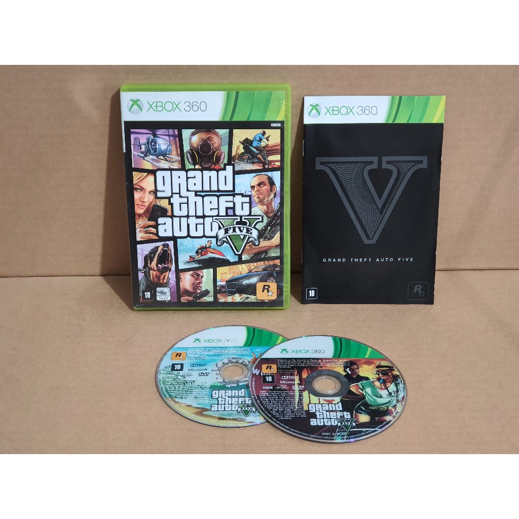 GTA 5 Grand Theft Auto V Xbox 360 mídia física original - Faz a Boa