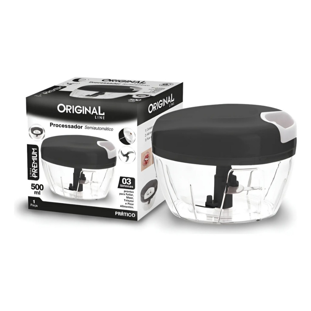 Processador De Alimentos Manual 500Ml Preto Original
