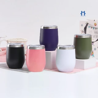 Copo Térmico Inox Oval 360ml com Tampa Transparente Cuia Fosco