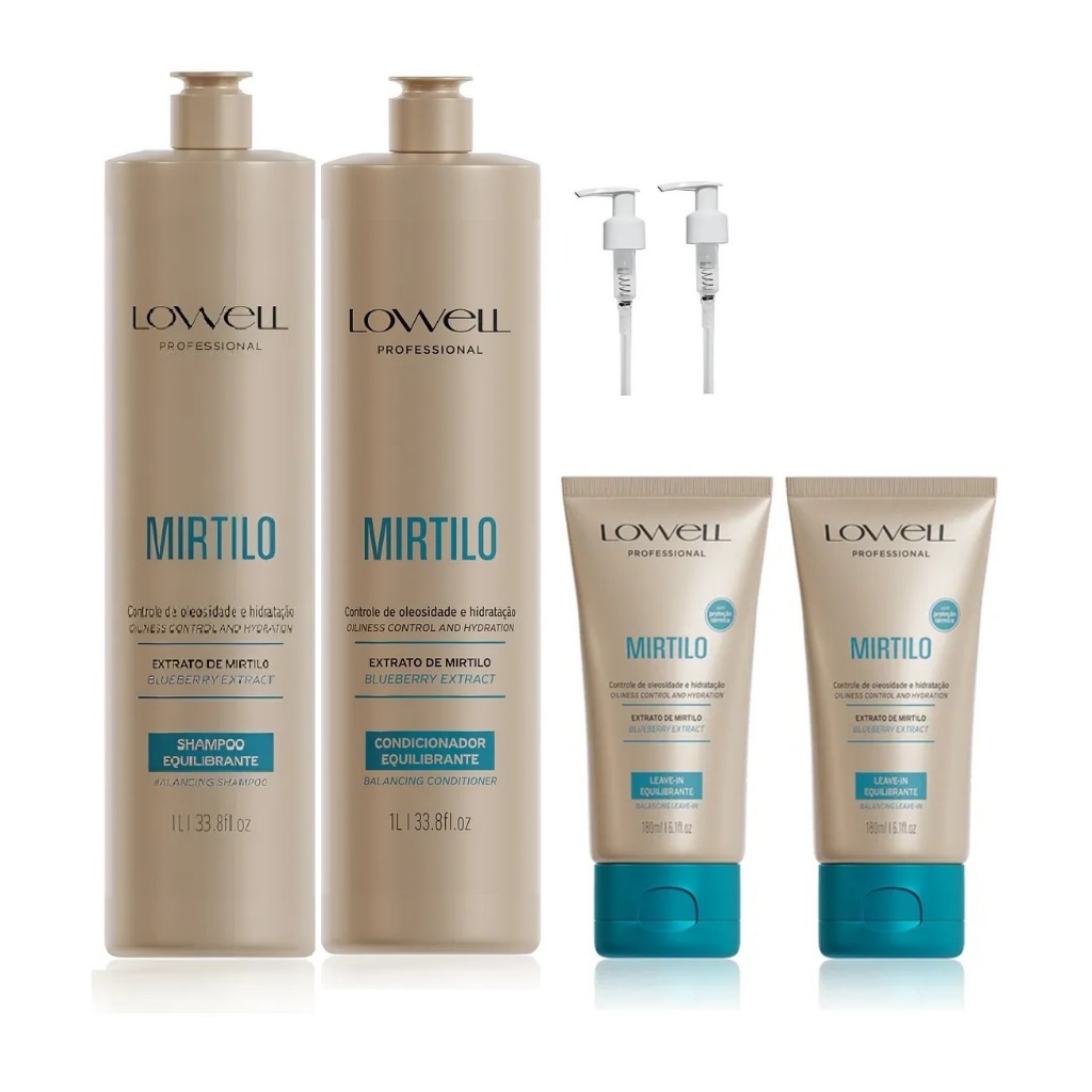 Kit Extrato De Mirtilo Shampoo + condicionador 1 Litro + 2 Leave