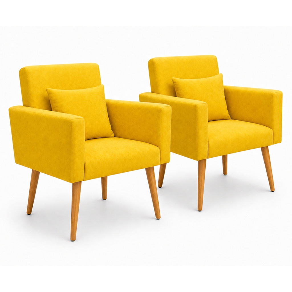 Kit 02 Poltronas para Sala Decorativa Nina com Almofada Pés Palito