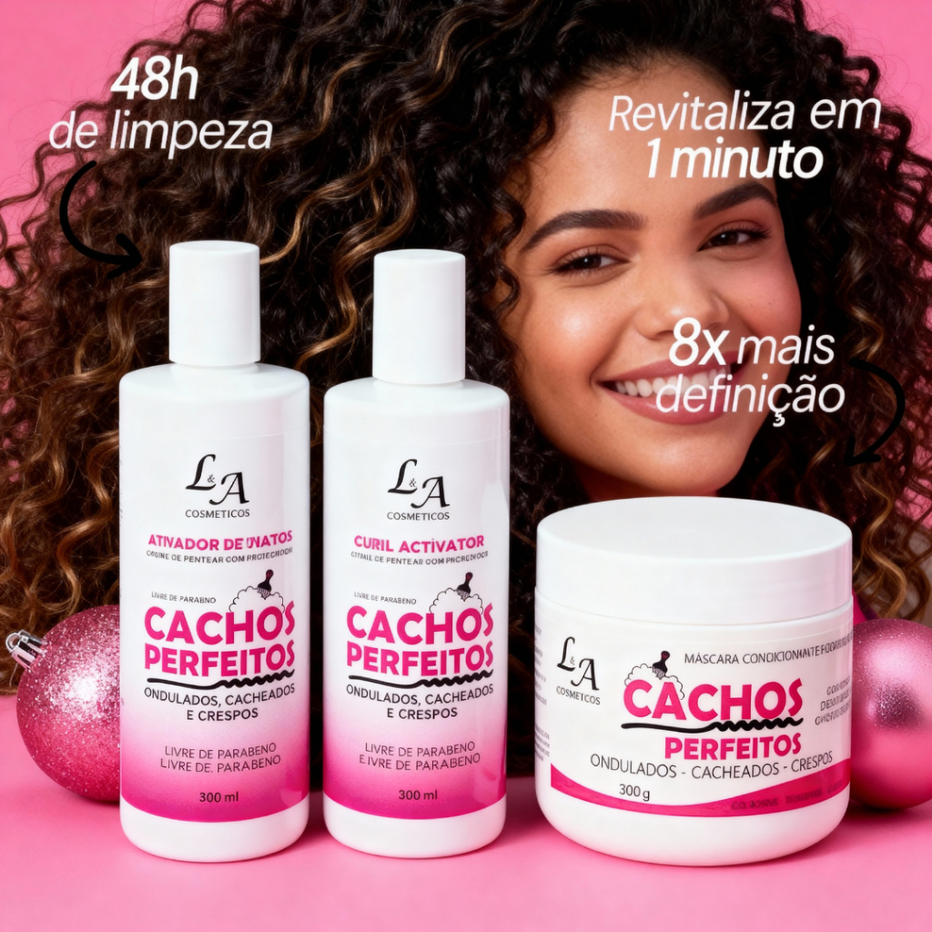 Kit Cachos Perfeitos Shampoo Condicionador e Máscara Hidratante