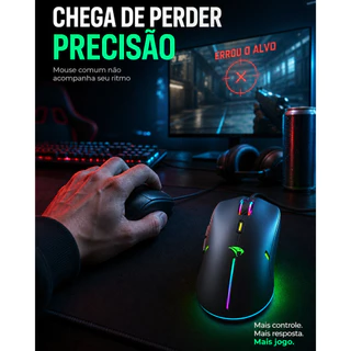 Mouse Gamer Vivensis Viper Pro Mamba 20000 DPI RGB 6 Botões 6 Velocidades USB Preto, Garantia