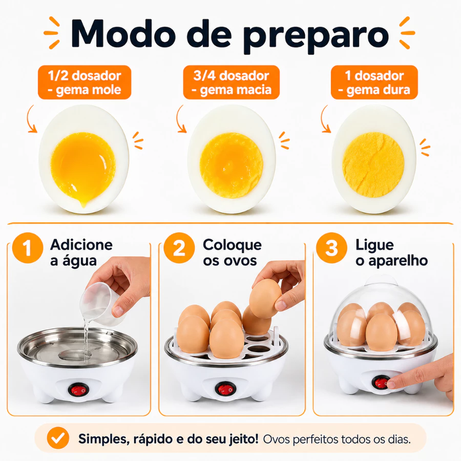 Cozedor de Ovos Elétrico para até 7 Ovos Prático e Rápido - foto 4