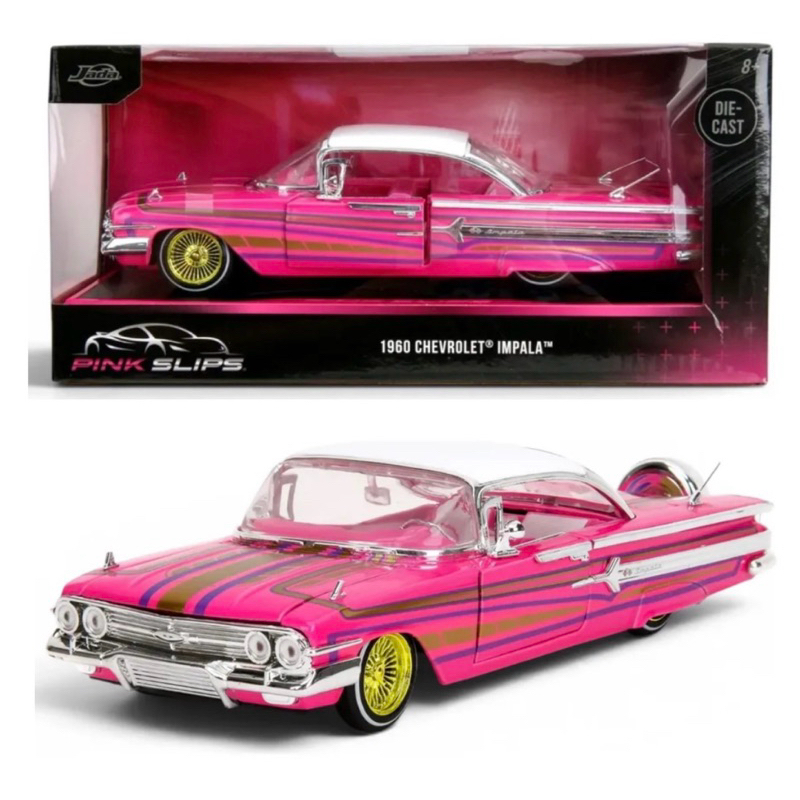 Jadatoys 1960 Chevrolet Impala ローライダー Miniatura Jada Toys Pink Slip - Chevrolet Impala 1960 Roda Low