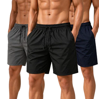 Bermuda Masculina Tactel Academia Treino 3 Bolsos Praia Esportiva Kits Elástico na cintura