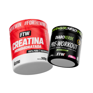 Creatina Monohidratada Pura 300g + Pré Treino Diabo Verde Pre-Workout 150g - FTW