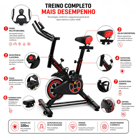 Bicicleta Ergometrica Profissional Bike Spinning 8kg Inercia Bicicleta Fitness Com Balança Corporal