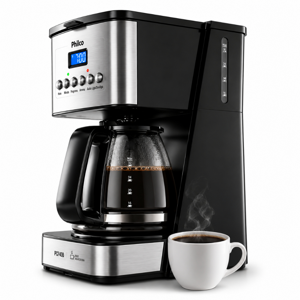 Cafeteira Philco 40 cafezinhos 1000W Painel Digital com Time