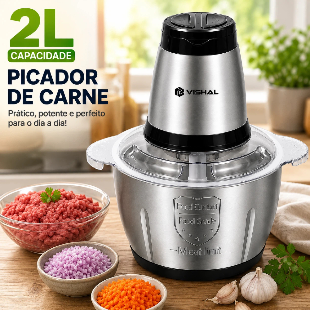 2 Litro Triturador De Alimentos Carne e Legumes Multiprocess