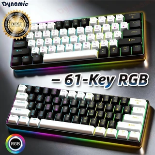 Teclado para jogos com fio 61-Key RGB Backlight Mini Compact USB-C Cabo de alimentação plugável -DY