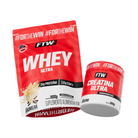 Kit Whey Ultra Protein Refil 900g Creatina Ultra Pote 300g FTW