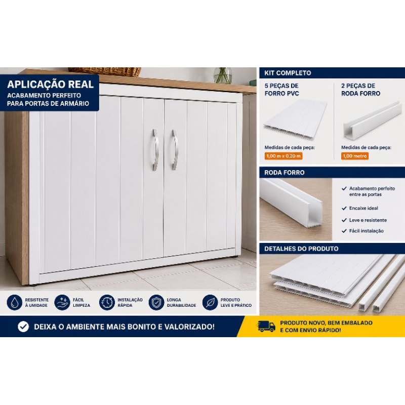 Kit Forro PVC 5 Peças 1x0,20m + 2 Roda Forro Branco 1m Cada | Shopee Brasil