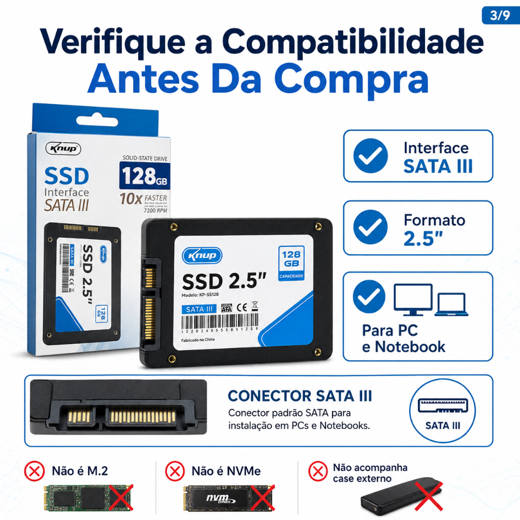 Ssd 128gb 256gb 512gb Sata 3 Knup Para Pc E Notebook interno e