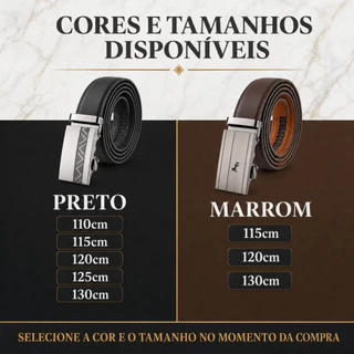 Cinto Social Masculino de Couro Legitimo Fivela Automatica Ajustavel Cinto Executivo Terno Trabalho Preto Marrom