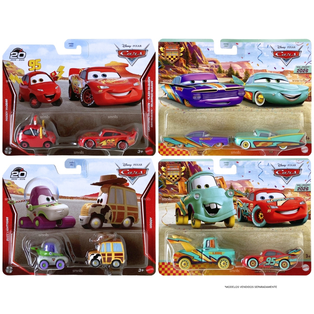 Disney Pixar Cars - Pack com 2 Carros - 1:55 - À Escolha - Mattel