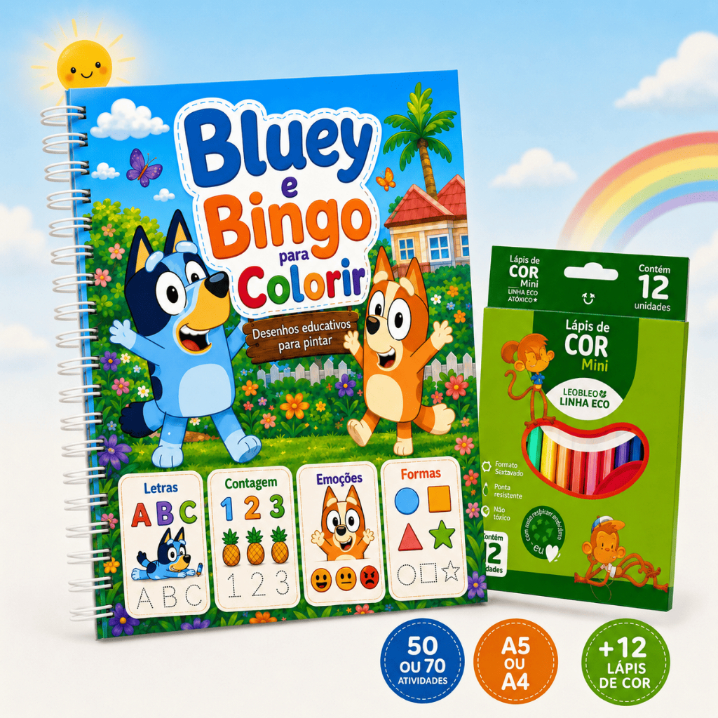Livro de Colorir Bluey e Bingo — A5