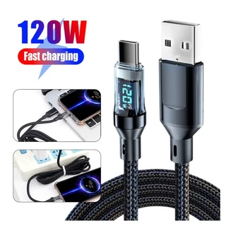Cabo De Carregamento Super Rápido De 120W Dados Inteligente Com Visor Led Usb Para Tipo C Android 1M Cores (5523)
