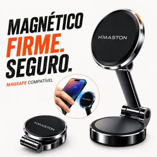 Suporte Veicular Magnético Celular 360° Articulado Dobrável Duplo Para Carro Mesa Universal H'Maston CJ-69