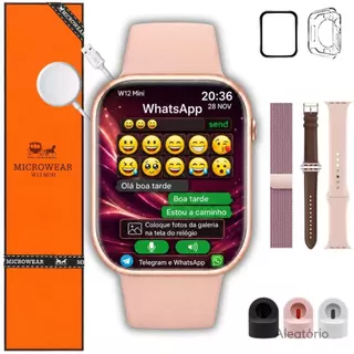 Microwear Serie 12 W12 Mini 42mm Tela Amoled Relógio Smartwatch Responde Whatsapp Telegram + Brinde