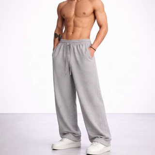 Calça Cargo Baggy Larga DE Moletom Masculina Despojada Casual Confortável Treino Forrada Lisa unissex