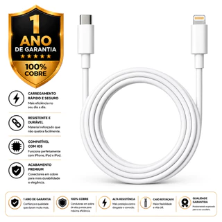 Cabo Carregador e Dados Turbo Tipo C Duplo Compativel Com iphone Super Rápido