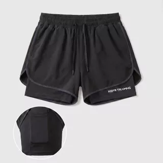Short Masculino 2 em 1 com Bolso Interno Academia Corrida Treino